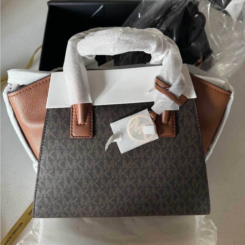 Michael Kors Brown Satchel with Signature Monogram